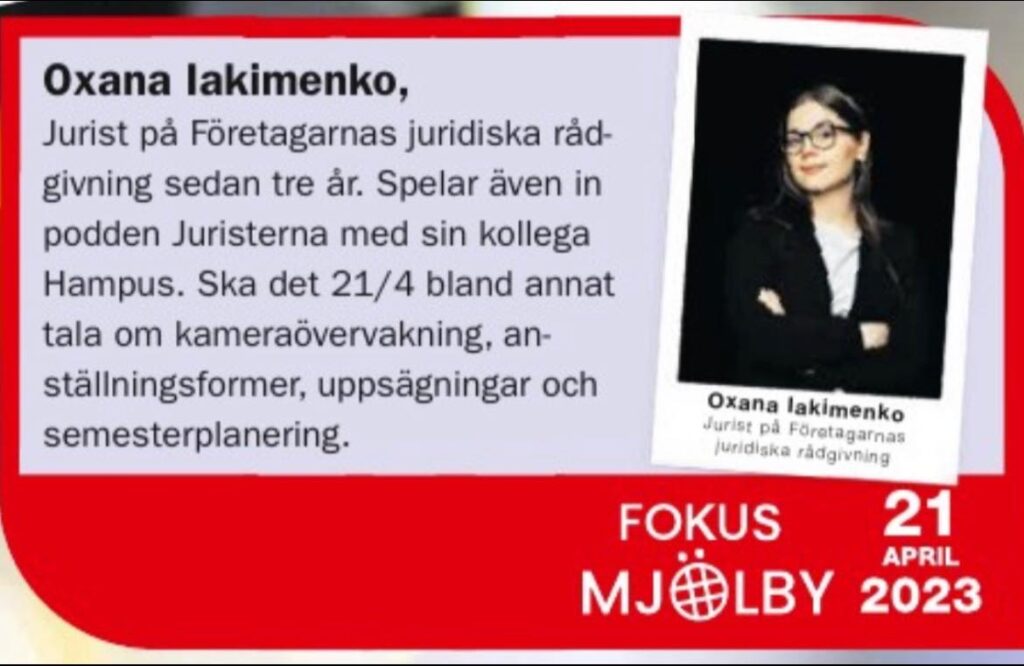Oxana Iakimenko jurist på företagarna